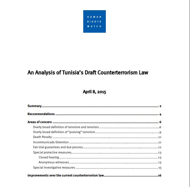 An Analysis of Tunisia’s Draft Counterterrorism Law