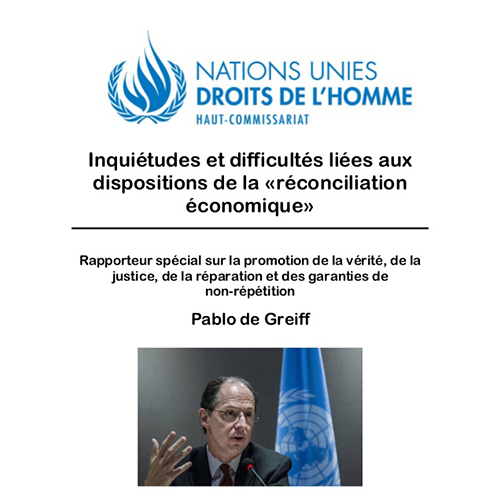Rapport de l'Inquiétudes et difficultés liées aux dispositions de la «réconciliation économique»